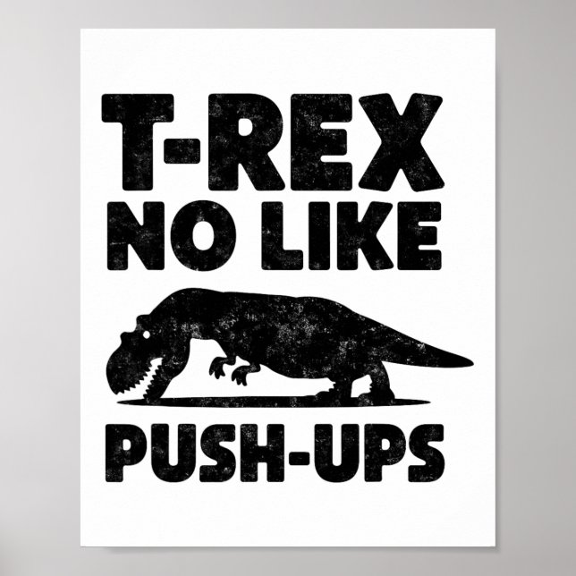 Affiche T-rex drôle n'aime pas les pompes Gym Workout Dino (Devant)