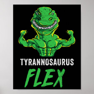 Affiche T Rex Entraînement Drôle Dinosaure Gym Haltérophil