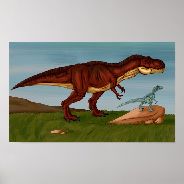 Affiche T-Rex et Velociraptor (Devant)