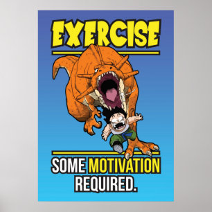 Affiche T-Rex Exercise Motivation - Drôle Anime Gym