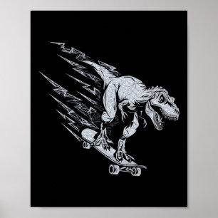 Affiche T-Rex féroce en skateboard à une vitesse éclair 