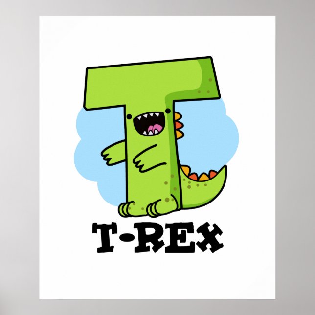 Affiche T-Rex Funny Alphabet Dinosaure Pun (Devant)