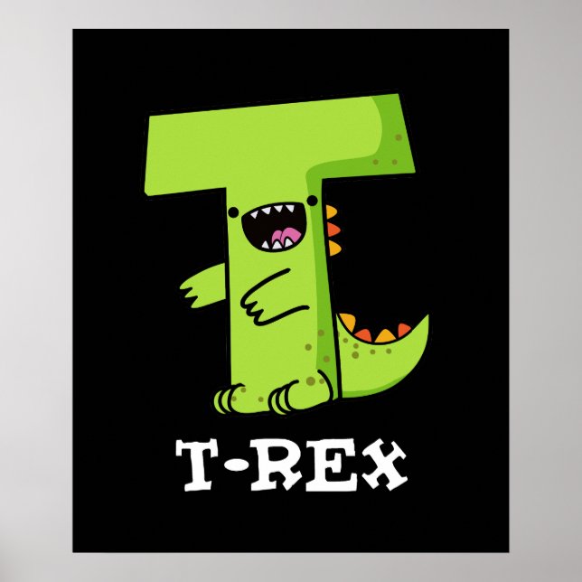 Affiche T-Rex Funny Alphabet Dinosaure Pun Dark BG (Devant)