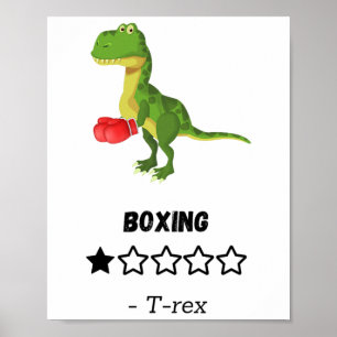 Affiche T-rex Hates Boxe Dinosaure Drôle Imprimer