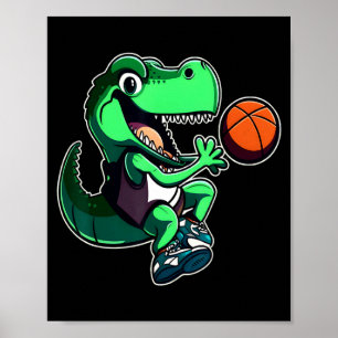 Affiche T rex jouant au basket entraîneur dino trex rex sp