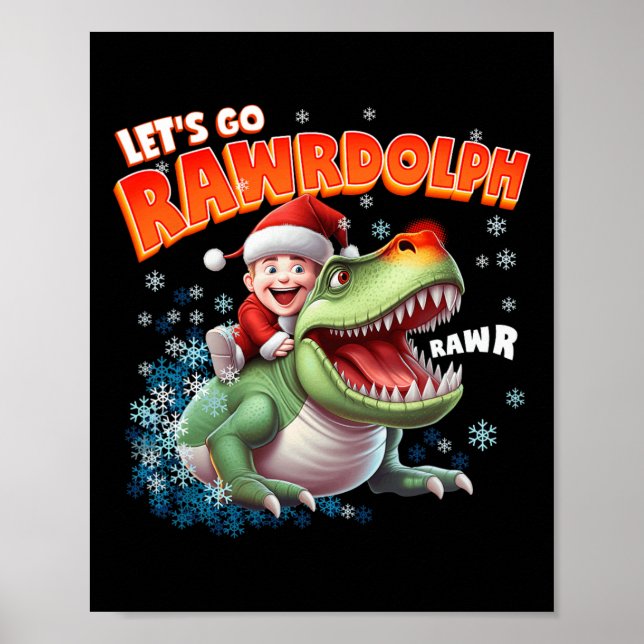 Affiche T-rex Joyeux Rexmas Rawrdolph T-shirts de Noël pou (Devant)
