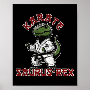 Affiche T-rex Karaté Drôle Dino Arts Martiaux Enfants 