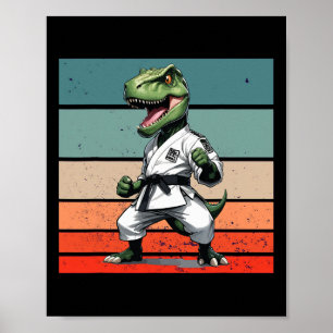 Affiche T.rex Karate Gi Ceintures Noires Posture Puissante