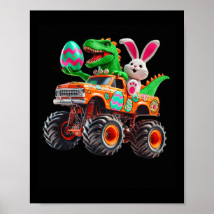 Affiche T-Rex lapin camion monstre de Pâques dinosaure drô