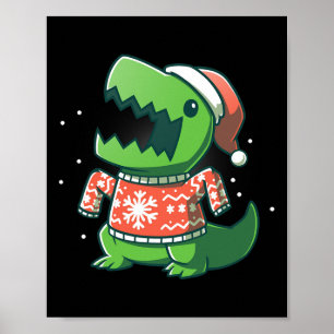 Affiche T-rex Noël Fun Dinosaure Ugly Saurus 
