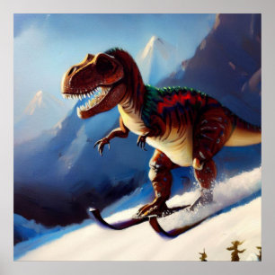 Affiche T Rex Skiing