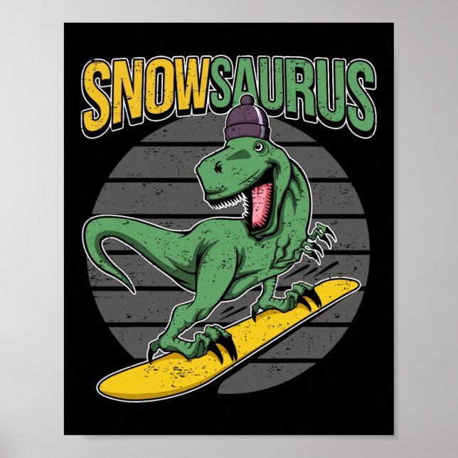 Affiche T-rex Snowboard Dinosaur Snowboard (Devant)