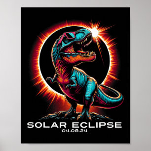 Affiche T-rex Solar Eclipse Wears Sungles 8 avril 2024