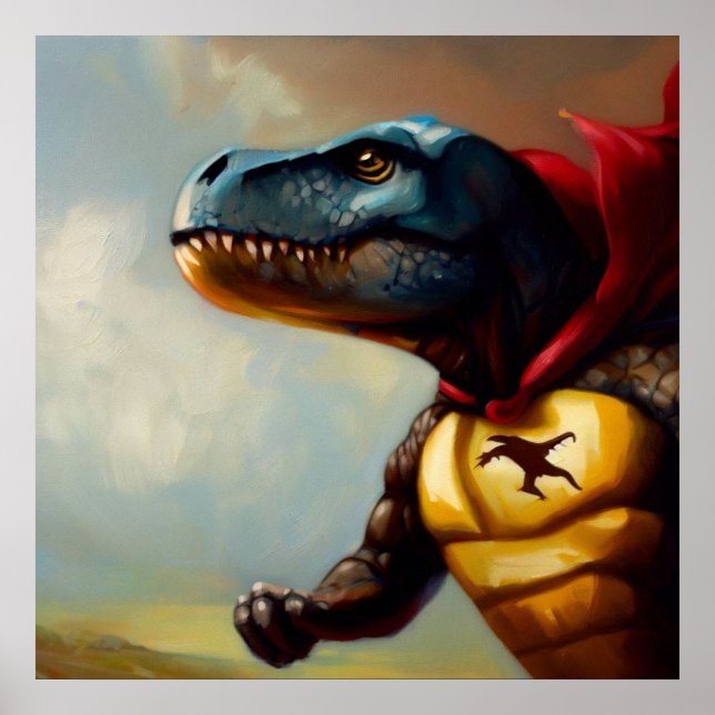 Affiche T Rex Superhero (Devant)