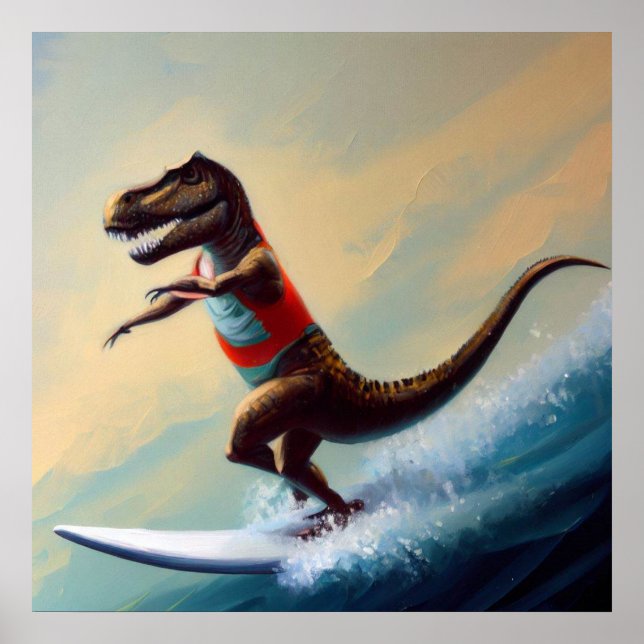 Affiche T Rex Surfing (Devant)