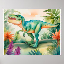 T-Rex Watercolor Nursery Art