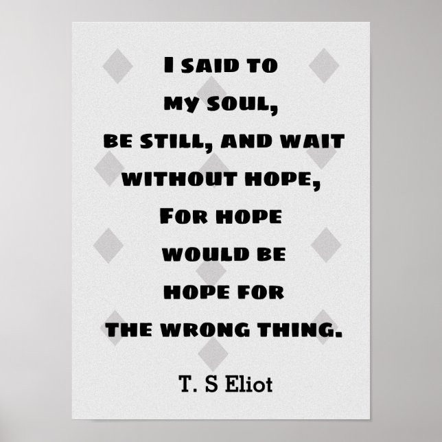 Affiche T.S. Eliot Citer Hope (Devant)