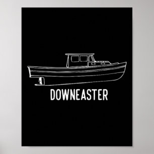 Affiche T Shir de bateau de pêche au homard Downeaster de