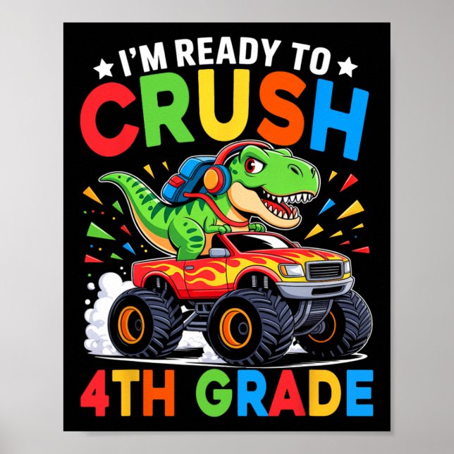 Affiche T-shirt 4e année Ck pour l'école dinosaure T Rex M (Devant)