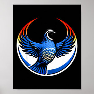 Affiche T-shirt à l'emblème du cercle bleu ailes relevées