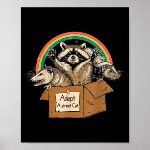 Affiche T-shirt Adoptez un chat de rue drôle opossum raton