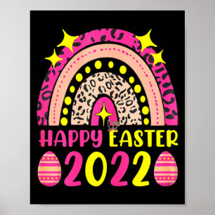 Affiche T-shirt arc-en-ciel Pâques 2022 mignon joyeuses Pâ