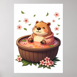 Affiche T Shirt Autocollant Capybara Zen Relaxation dans u