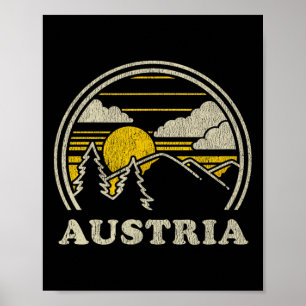 Affiche T Shirt Autriche Vintage Randonnée Montagnes Tee