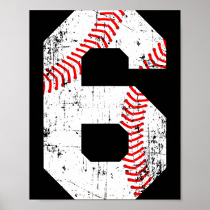 Affiche T Shirt Baseball 6 Numéro de Maillot