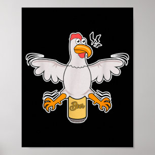 Affiche T-shirt BBQ poulet canette bière _ joli BBQ arrièr
