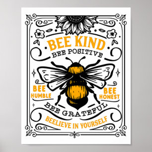 Affiche T Shirt Bee Kind Bee Positive