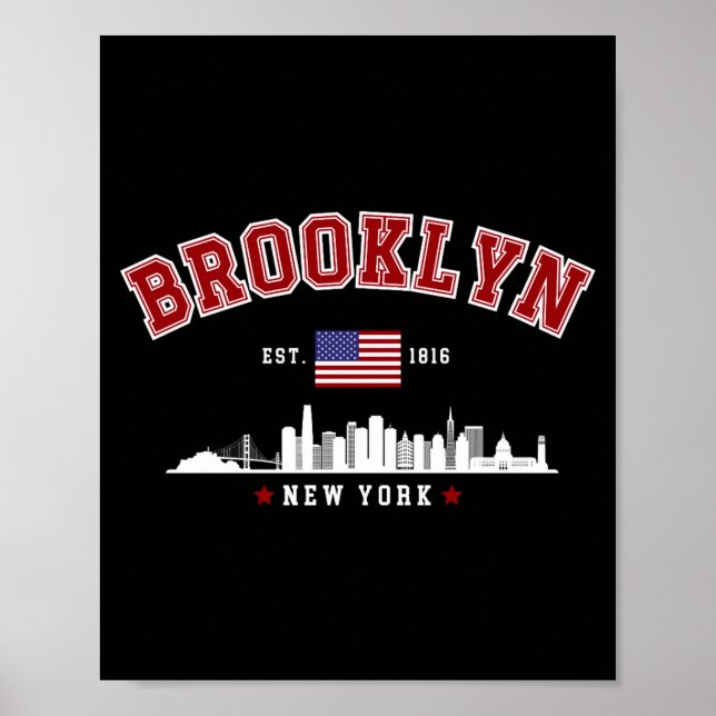Affiche T Shirt Brooklyn Ney York Est 1816  (Devant)