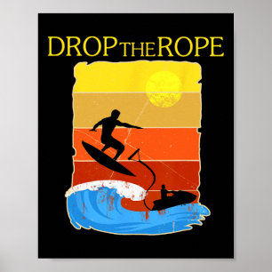 Affiche T-shirt Cadeau Wake Surfing Bateau Lac Planche de