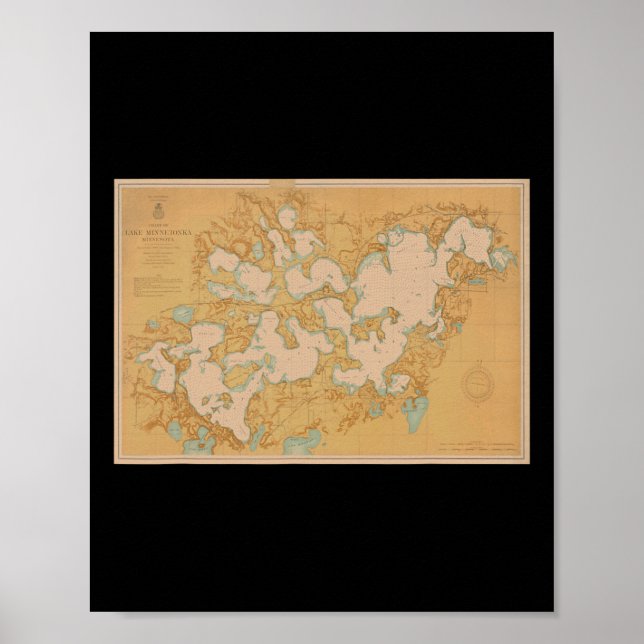Affiche T Shirt Carte du Lac Minnetonka  (Devant)