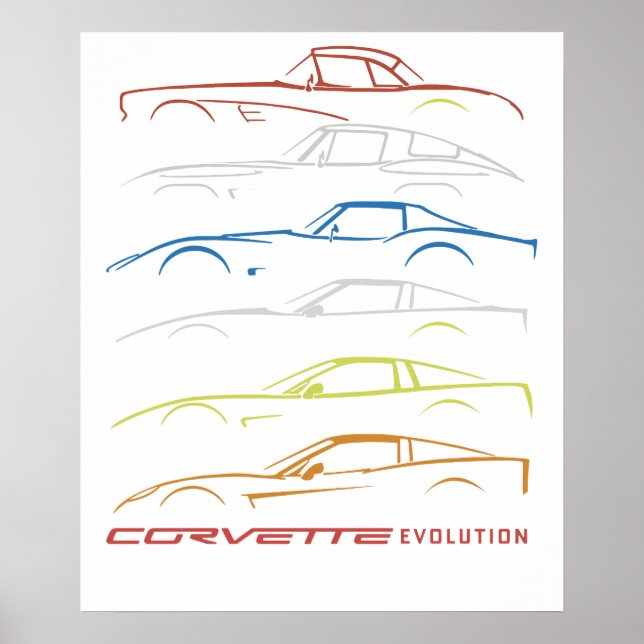 Affiche T-Shirt Chevrolet Corvette Noir avec 1953-2019 Mod (Devant)