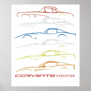 Affiche T-Shirt Chevrolet Corvette Noir avec 1953-2019 Mod