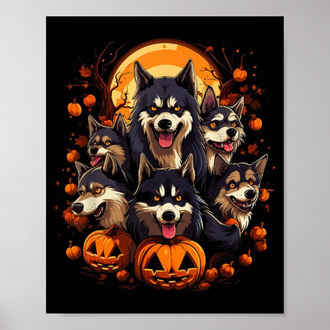 Affiche T-Shirt Chiens Halloween2 (Devant)