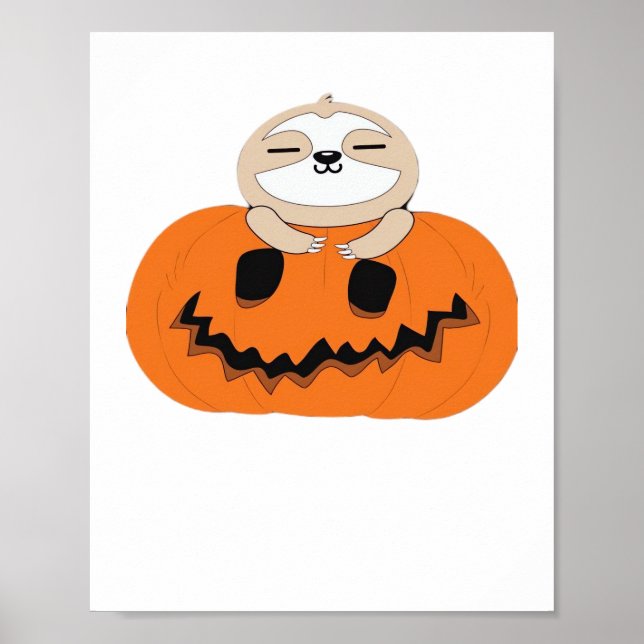 Affiche T-shirt Citrouille Halloween Sloth Classic (Devant)