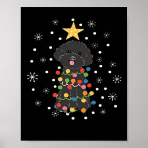 Affiche T-shirt classique arbre de Noël caniche jouet noir
