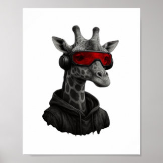 Affiche T-Shirt Classique girafe abstrait rouge et noir