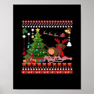 Affiche T-shirt classique moche de Noël avec cul de chien
