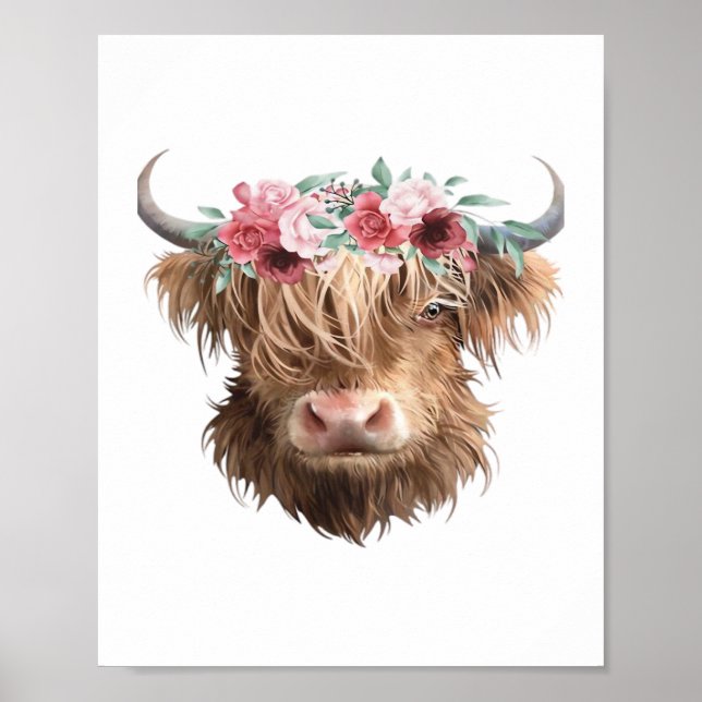 Affiche T-shirt classique Peinture de vache Highland (Devant)