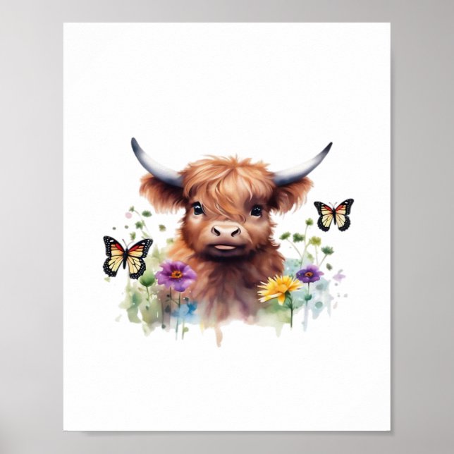 Affiche T-shirt classique pour bébé vache de la Highland L (Devant)