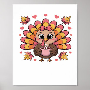 Affiche t-shirt classique rose kawaii thanksgiving dinde