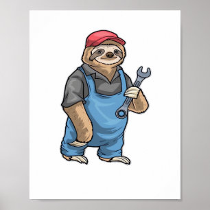 Affiche T-shirt classique Sloth Mechanic Wrench