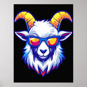 Affiche T-shirt Cool Goat avec Lunettes de Soleil – Drôle