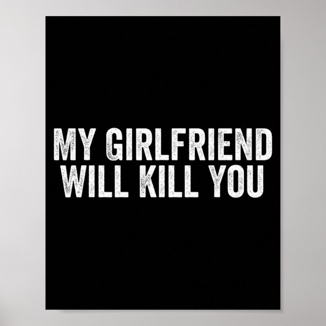 Affiche T-shirt cool pour couples en relation Ma copine va (Devant)