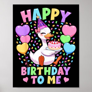 Affiche T-shirt d'anniversaire de fille d'oie idiote joyeu