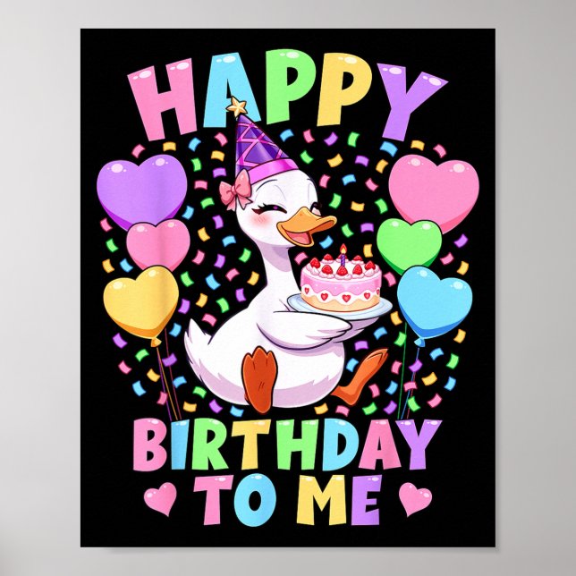Affiche T-shirt d'anniversaire de fille d'oie idiote joyeu (Devant)