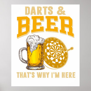 Affiche T-Shirt Darts Bière Drôle pour Joueur de Fléchette